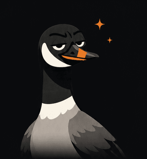 A Canadian goose — Honk, the AI finance coach mascot — staring down at a paywall, in the style of a hand-printed editorial photograph.